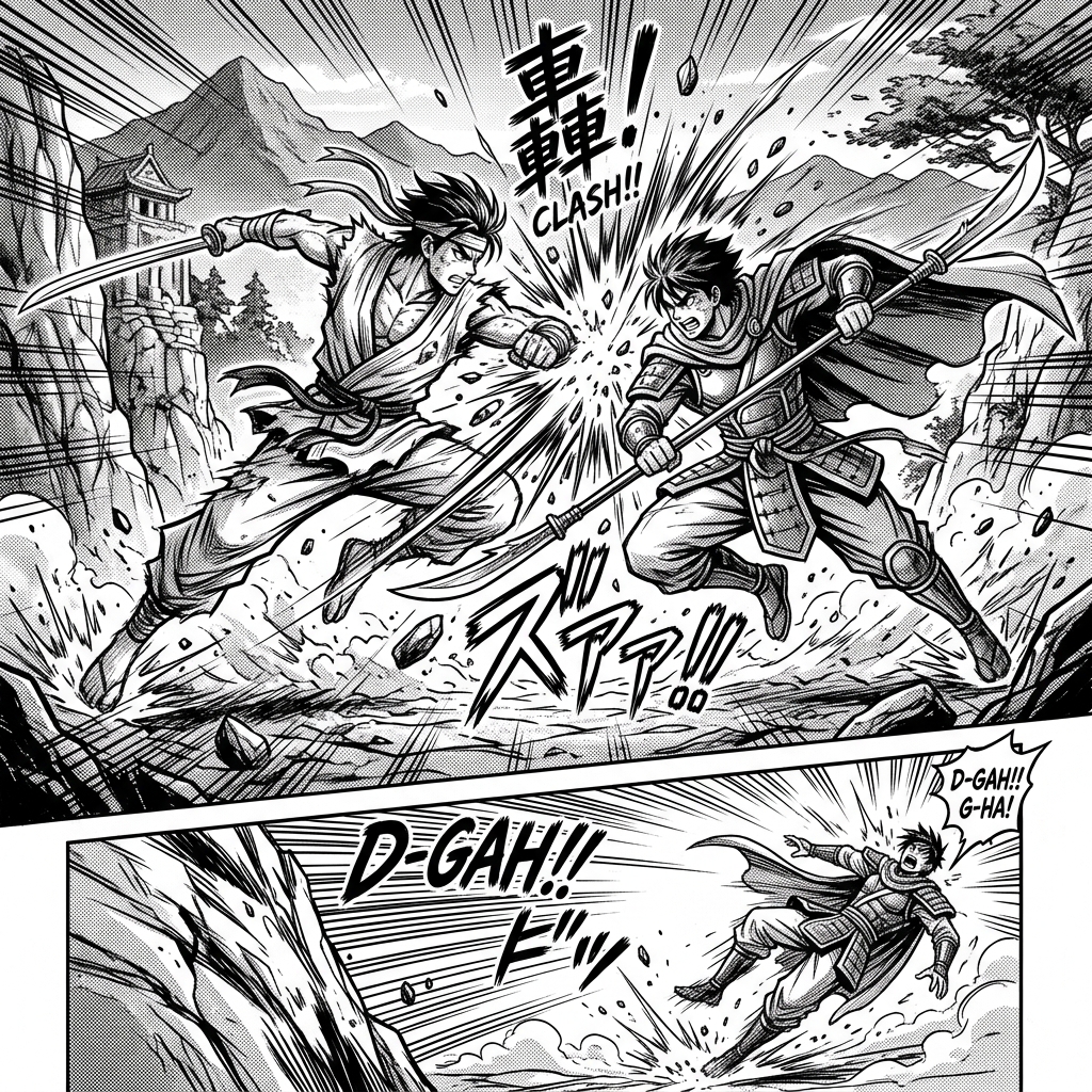 Monochrome Action Manga Panel preset 1