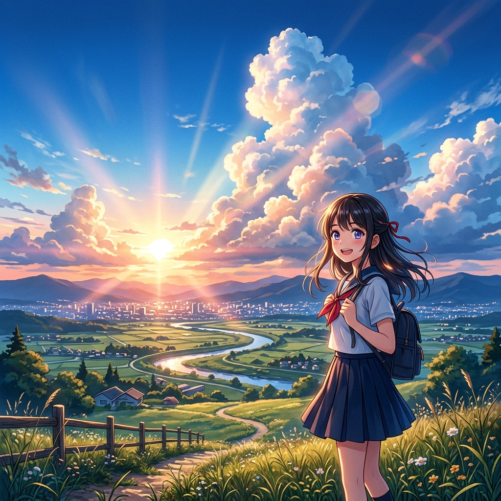 Shinkai Summer Clouds Anime Portrait preset 1
